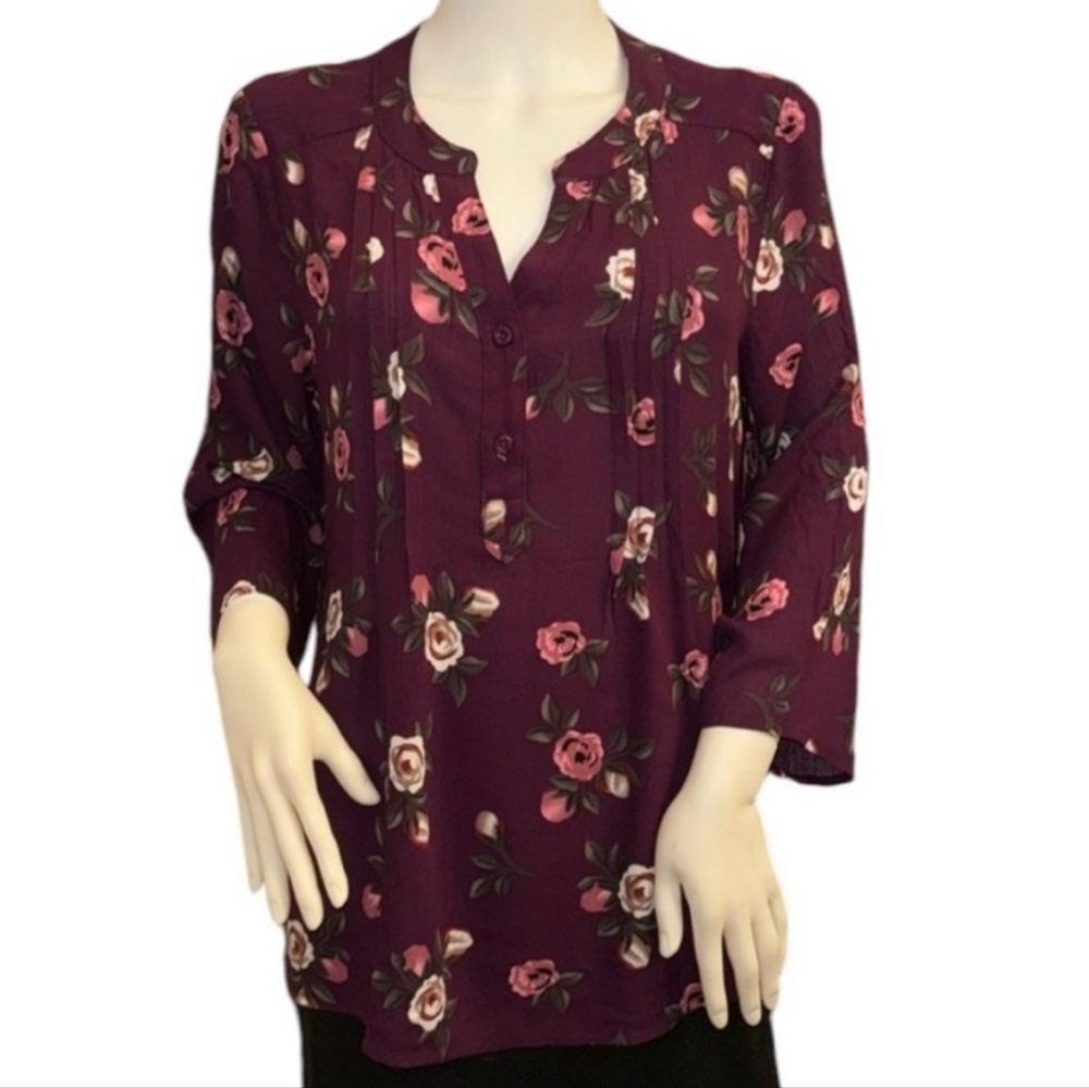Monday Fun Stitch Fix Hi-Low Floral Blouse Top